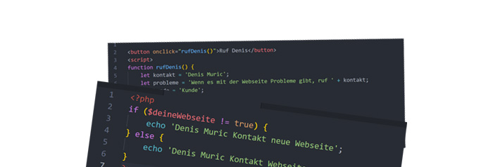 Code bild zeigt kunden Webseiten von denis muric